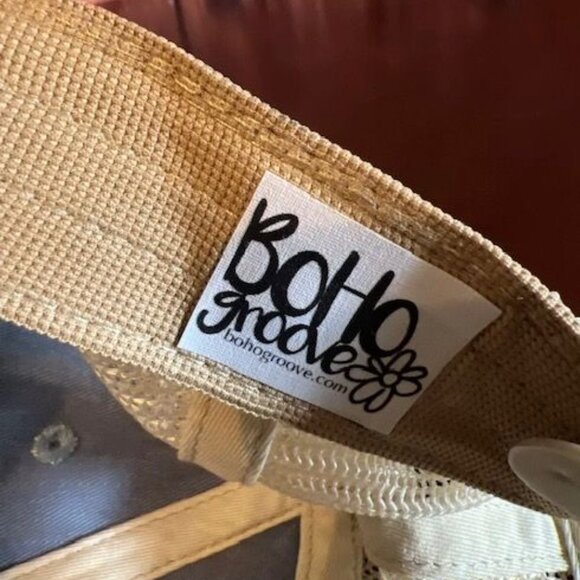 Distressed Trucker Hat Baby Its Cold Outside Boho Groove One Size Fits All Beige - Picture 5 of 7